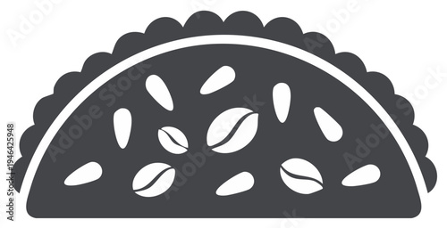 Coffee Bean Empanada Icon for Cafe Menu or Snack Concept Design