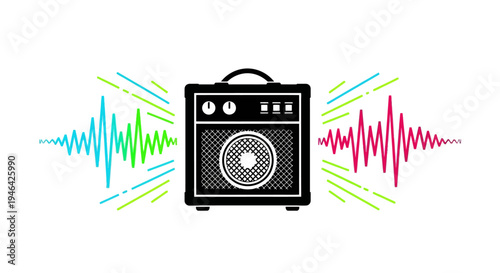 Black Portable Music Speaker Amplifier.