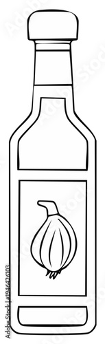 Simple line drawing of a garlic flavored bottle vector illustration seasoning product design