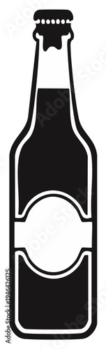 Black and white illustration of a beer bottle.
