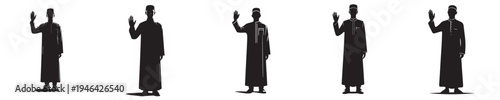 vector silhouette of a muslim man standing waving his hand