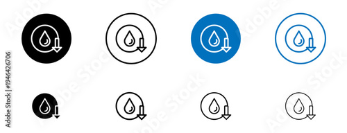 Crude oil barrel price falling down icons set. vector illustration