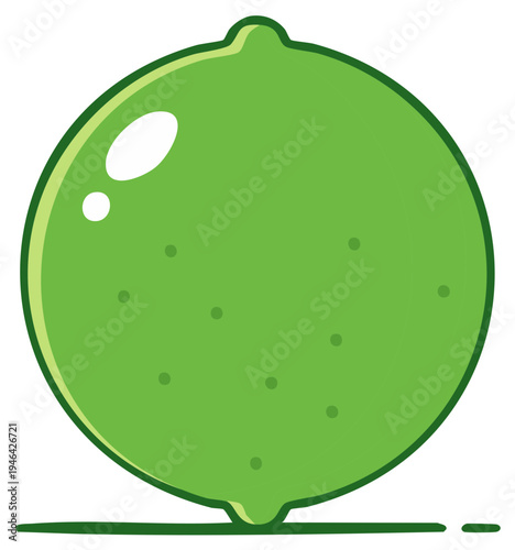 Vibrant Cartoon Lime Illustration with Subtle Highlights and Shadow Line