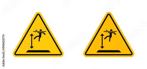 Deep water warning signs set. vector illustration