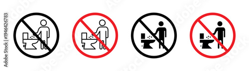 Do not litter in toilet sign set. vector illustration