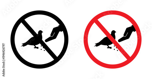 Do not feed birds sign set. vector illustration