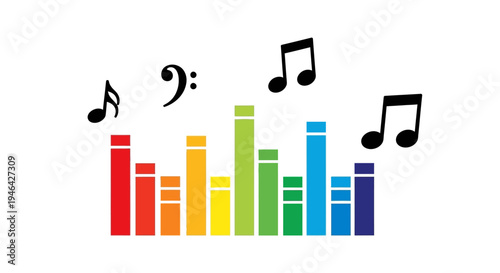Colorful music bars with notes.