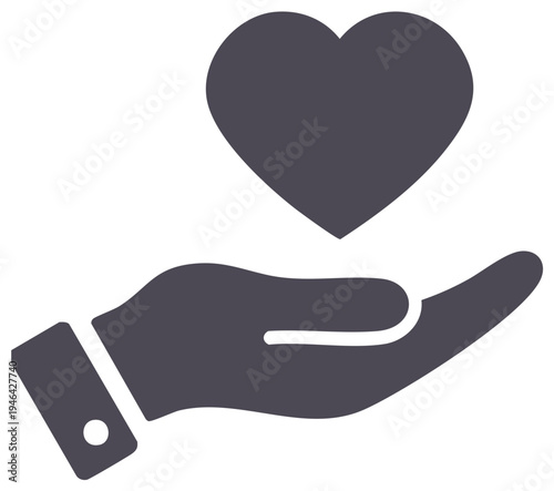 Human hand offering or receiving a heart shape symbol of love care and generosity vector icon