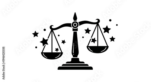 Black scale icon with stars.