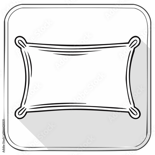 Pillow icon in a button with shadow, simple linear illustration, isolated element.