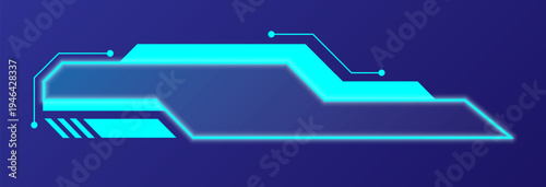 Minimal glowing shapes and dividers create a modern sci-fi interface concept.