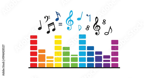 Colorful music equalizer with notes.