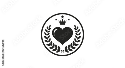 Black heart crown logo symbol.