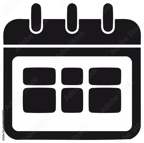 Simple Black and White Calendar Icon for Planning and Scheduling Concepts