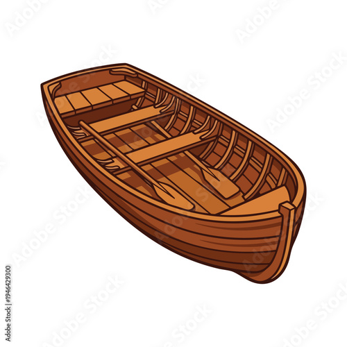 Wooden Rowboat Illustration
