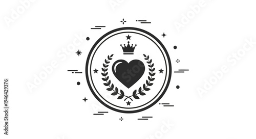 Black heart with crown logo symbol.