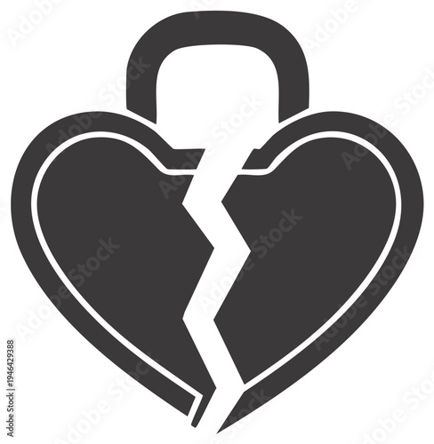 Broken Heart Shaped Padlock Symbol Representing Loss and Security Concerns