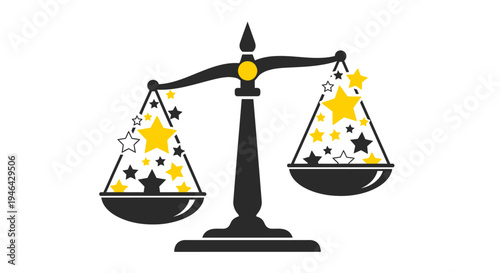 Scales with stars and yellow accents.