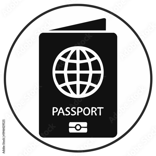 Modern Passport Icon Globe Symbol International Travel Document Simple Design