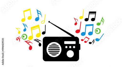 Black Radio Music Icon Design.