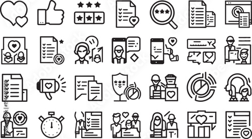 Collection of flat design communication and business icons isolated on transparent background
