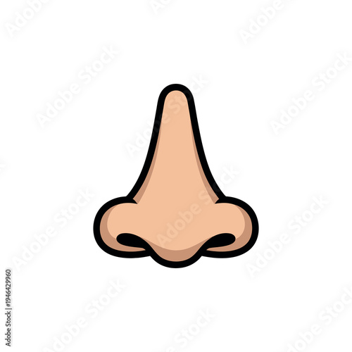 Human nose illustration with light skin tone and black outline on white