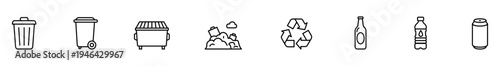 Trash bin icon trash can icon dumpster icon garbage icon recycle icon bottle icon can icon waste icon line icon outline icon