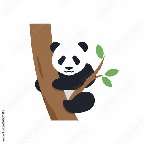 Cute Panda Climbing a Tree Design