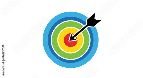 Colorful target with black arrow hitting.