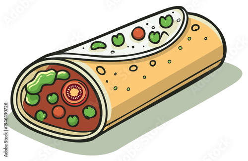 Delicious Burrito Loaded with Fresh Ingredients and Rich Flavors Rolled in a Warm Tortilla