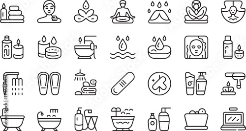 Collection of flat design lifestyle and household icons isolated on transparent background