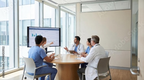 Medical Team Discussing Patient Data in Modern Conference Room