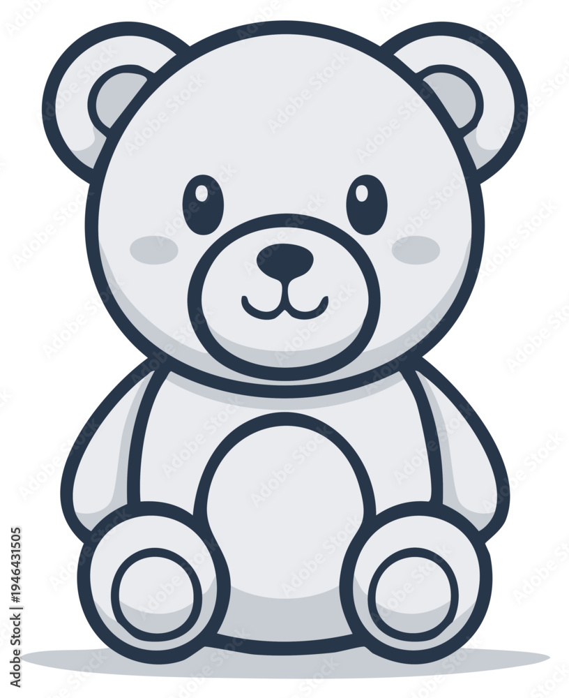 Obraz premium Cartoon Teddy Bear Illustration Sitting and Smiling, Cute Design