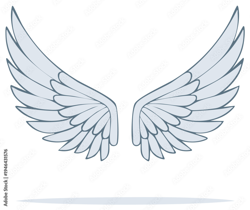 Obraz premium Pair of elegant light blue angel wings with stylized feather details