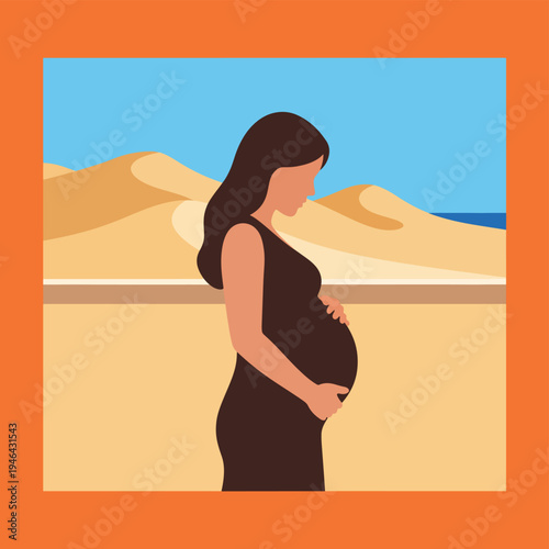 Pregnant Woman in Desert Landscape