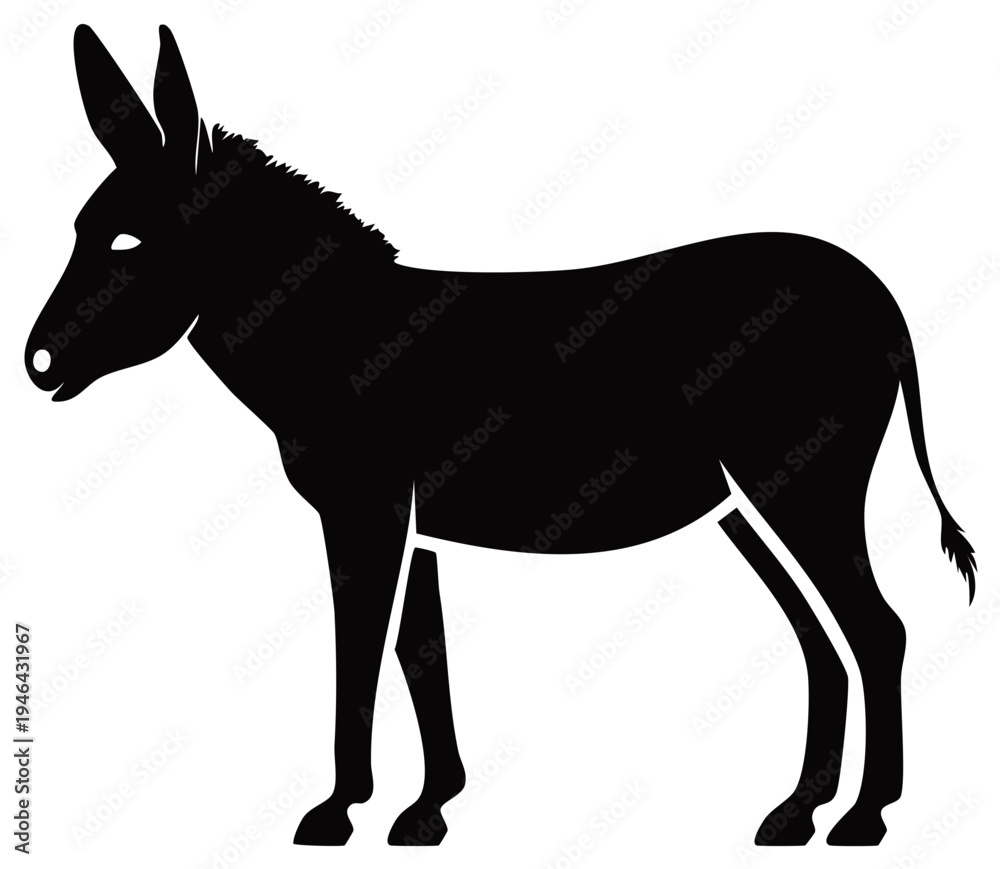 Obraz premium Simple black silhouette of a donkey side profile vector graphic illustration
