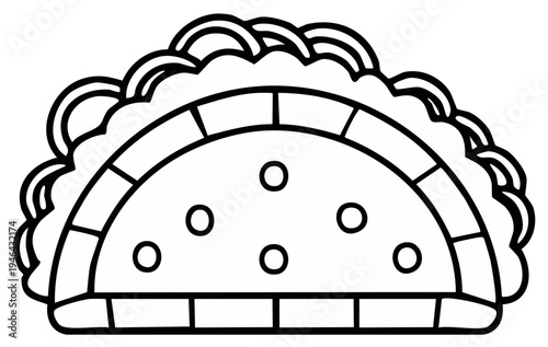 Outlined illustration of a taco