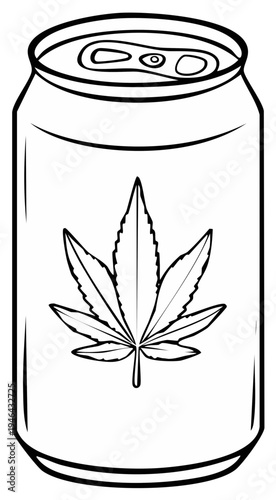 Illustration of a cannabis leaf design on a beverage can