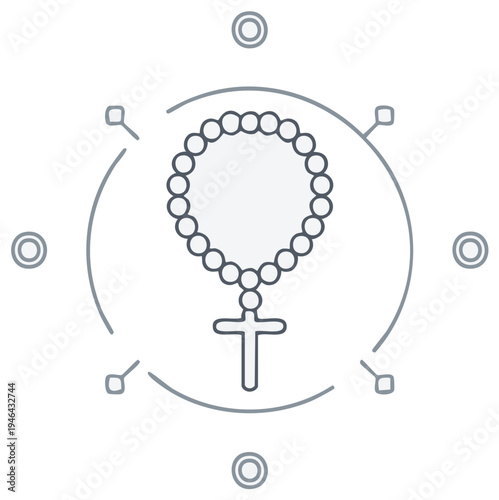 Religious symbol of rosary beads with a crucifix cross for faith and prayer.