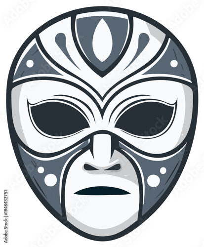 Tribal Mask with Geometric Patterns and Abstract Face Design