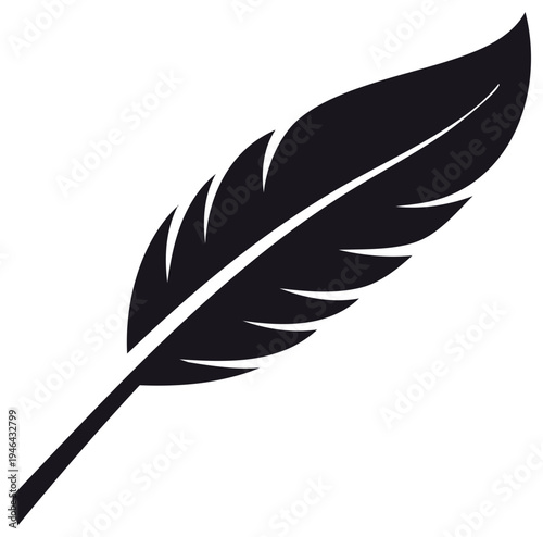 Classic black feather quill silhouette symbolizing writing poetry literature and elegance