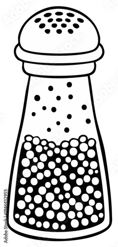 Outline Illustration of a Pepper Shaker with Round Contents and Perforated Lid