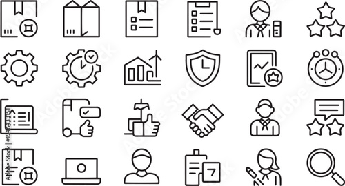Collection of flat design vector icons representing various everyday activities and objects