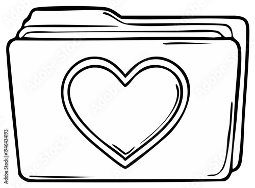 Simple Illustration of File Folder with Heart Symbol for Organizing Data