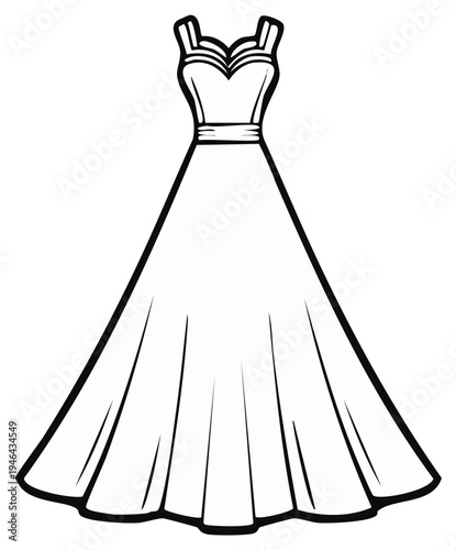 Elegant Formal Dress with Straps and Fitted Bodice for Special Occasions Fashion Illustration