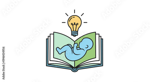 Open book with light bulb idea knowledge learning education concept illustration
