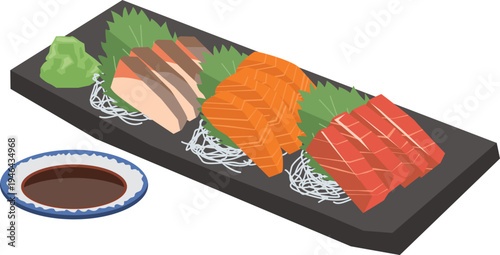 新鮮な刺身三種盛りのイメージイラスト