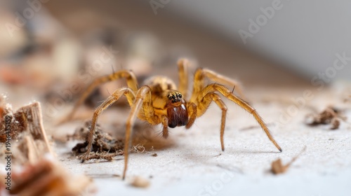 Close-Up of Spiderling Being Exterminated with Insecticide in Home Environment