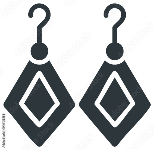 Geometric Diamond Earrings with Question Mark Hooks
