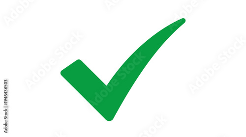 A green check mark symbol indicating completion, success, or a positive affirmation on a white background